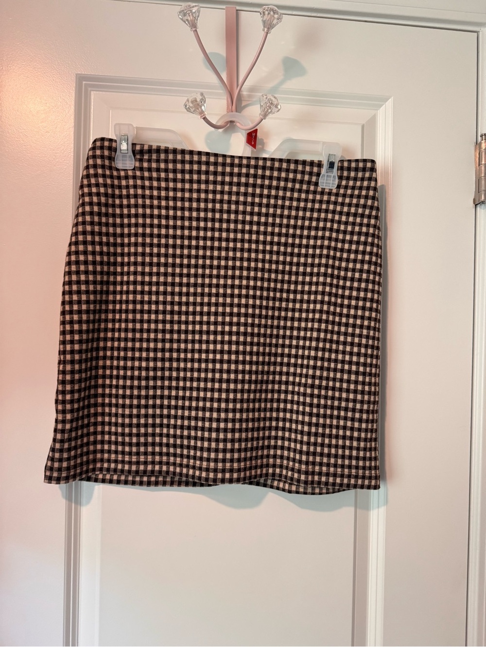 Plaid Mini Skirt in Brown and Cream